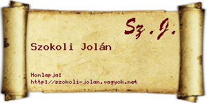 Szokoli Jolán névjegykártya
