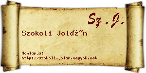 Szokoli Jolán névjegykártya